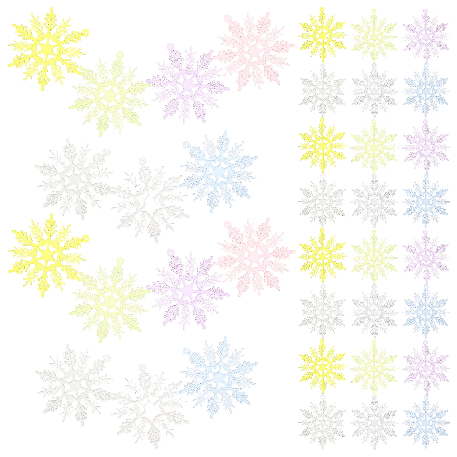 

70Pcs Snowflake Ornaments Plastic Christmas Tree Decorations for Xmas Tree Pendant Colorful Winter Wonderland Decorations