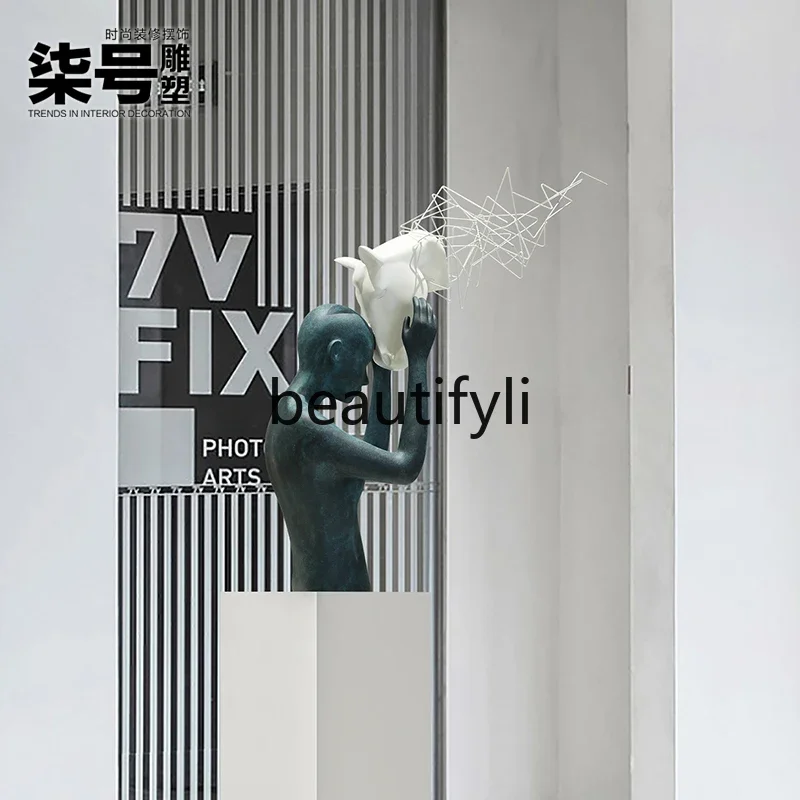 

6239Modern Fiberglass Living Room Figure Floor Sculpture Hotel Entrance Artwork Ornament