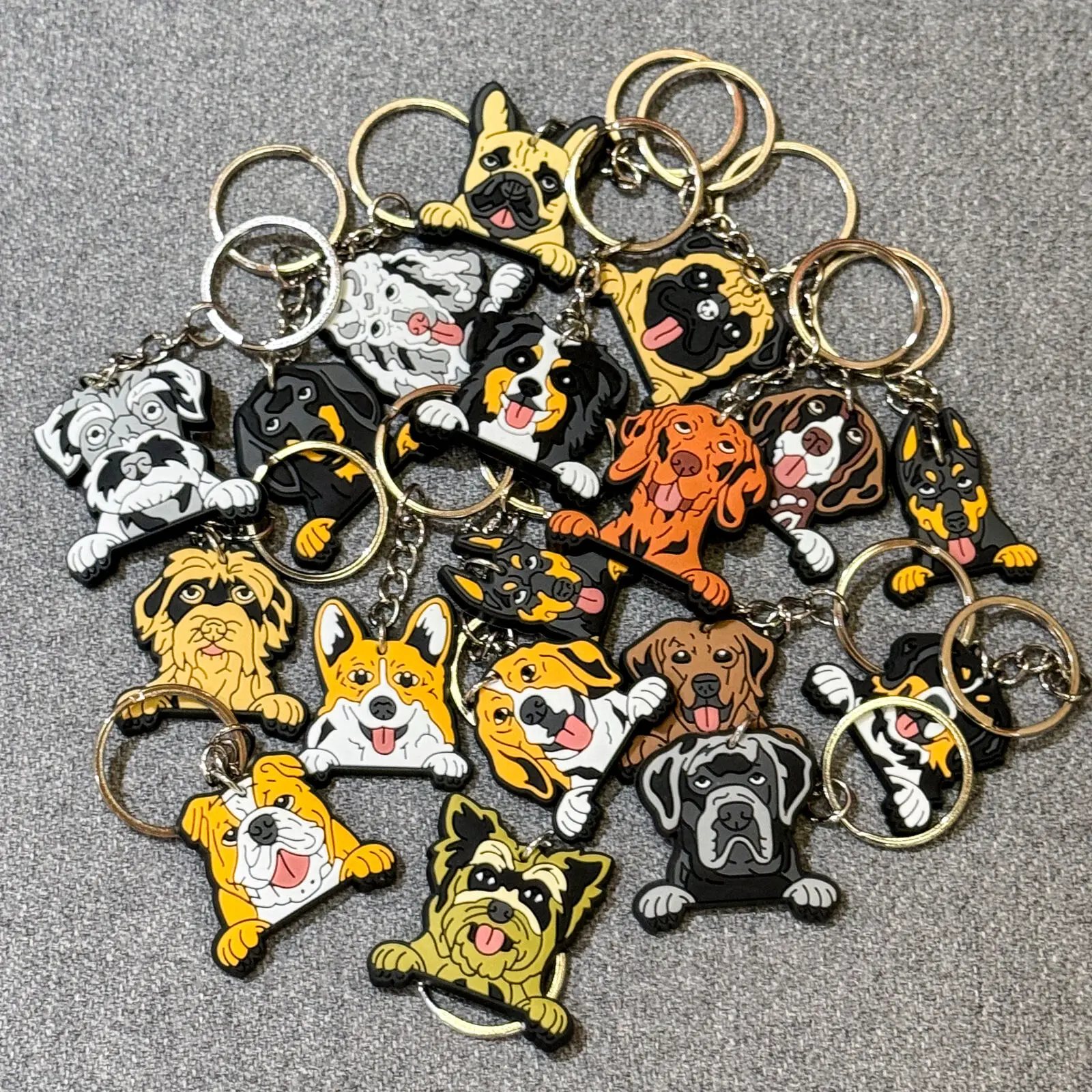 Kid\'s Various Cute Dogs Keychains Corgi Labradoodle Keyrings Schnauzer Key Chains Yorkshire Key Rings Boys Girls Birthday Gifts