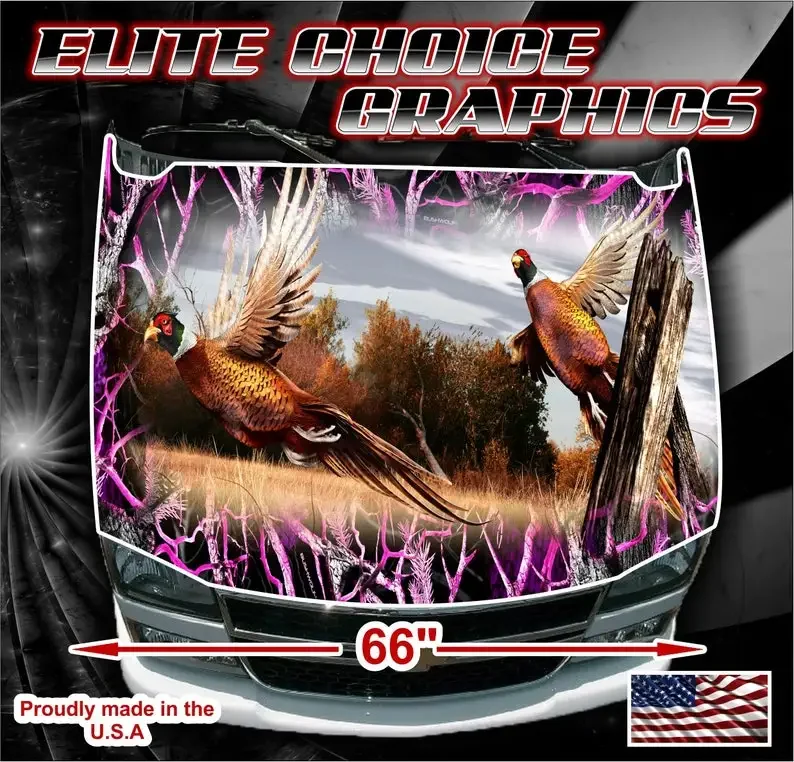 

Фазан сплющенный череп розовый камуфляж виниловая наклейка на капюшон наклейка графическая универсальная посадка