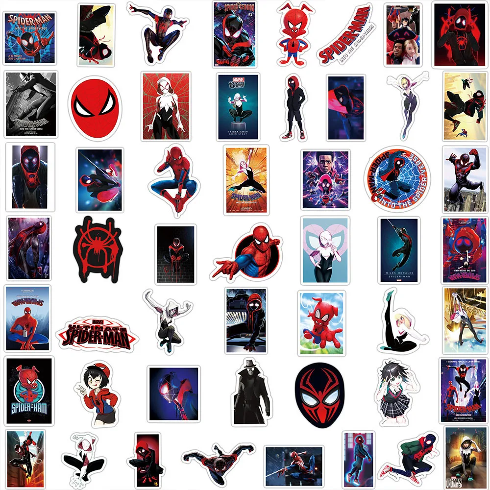 10/30/52pcs Disney Movies Spider Man Into The Spider Verse Stickers Cool Cartoon Decal Scrapbooking Laptop Toy Sticker for Kids