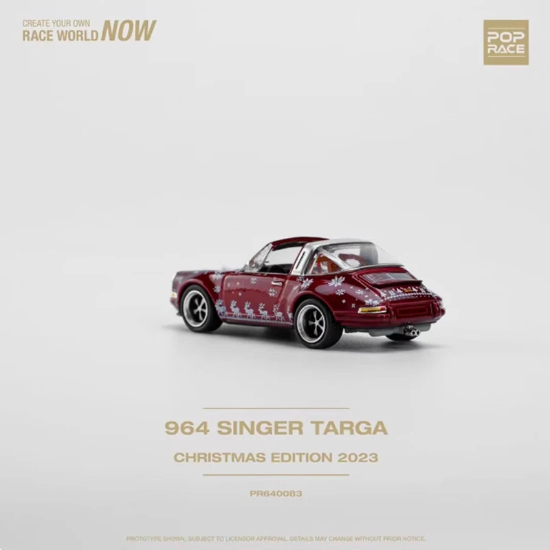 POPRACE 1/64 964 นักร้องTarga Christmas Edition 2023 รถรุ่นStaticคอลเลกชันตกแต่งคริสต์มาสของขวัญวันหยุดของเล่น