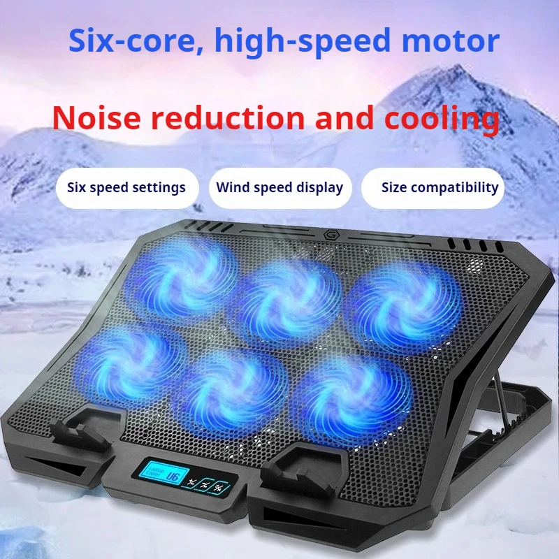X6A Laptop Cooling Pad, 6 Fans Speed Adjustable Silent Cooler Stand for 17 Inch Gaming Notebook