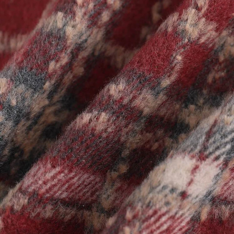 Thiened حجم كبير طويل Sve منقوشة irt ريترو تويد معطف فضفاض المرأة Busin عادية القطن طوق زر حتى معطف