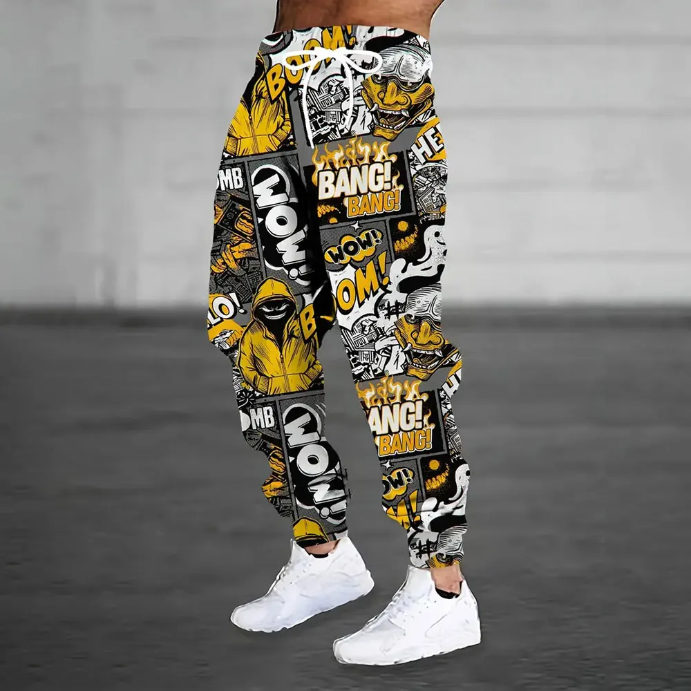 Hiver nouveau épais chaud pantalon 2026 nouvelle mode 3D flamme impression pantalons de survêtement hommes grande taille ample décontracté poche cordon pantalons de survêtement