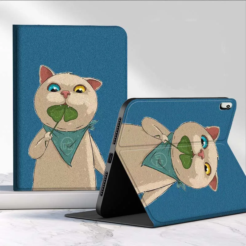 

Бандана «Кот клевер» для Samsung Galaxy Tab S11 S10 S9 S8 A8 A9 A11 10,9 8,7 10,1 Plus, чехол для планшета