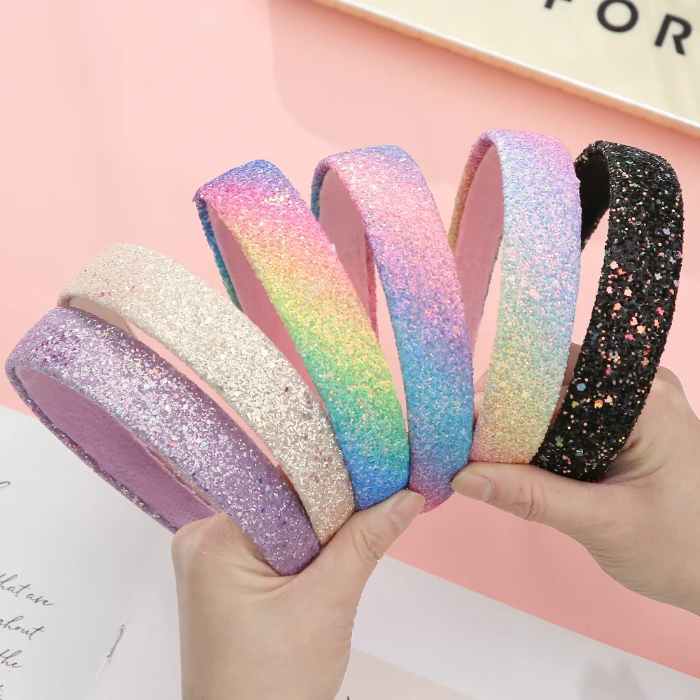 Glitter Headbands for Girls Princess Sparkly Wide Headband Kids Cute Alice Head Band for Children Thick Sparkle Bling Child Hair image 3