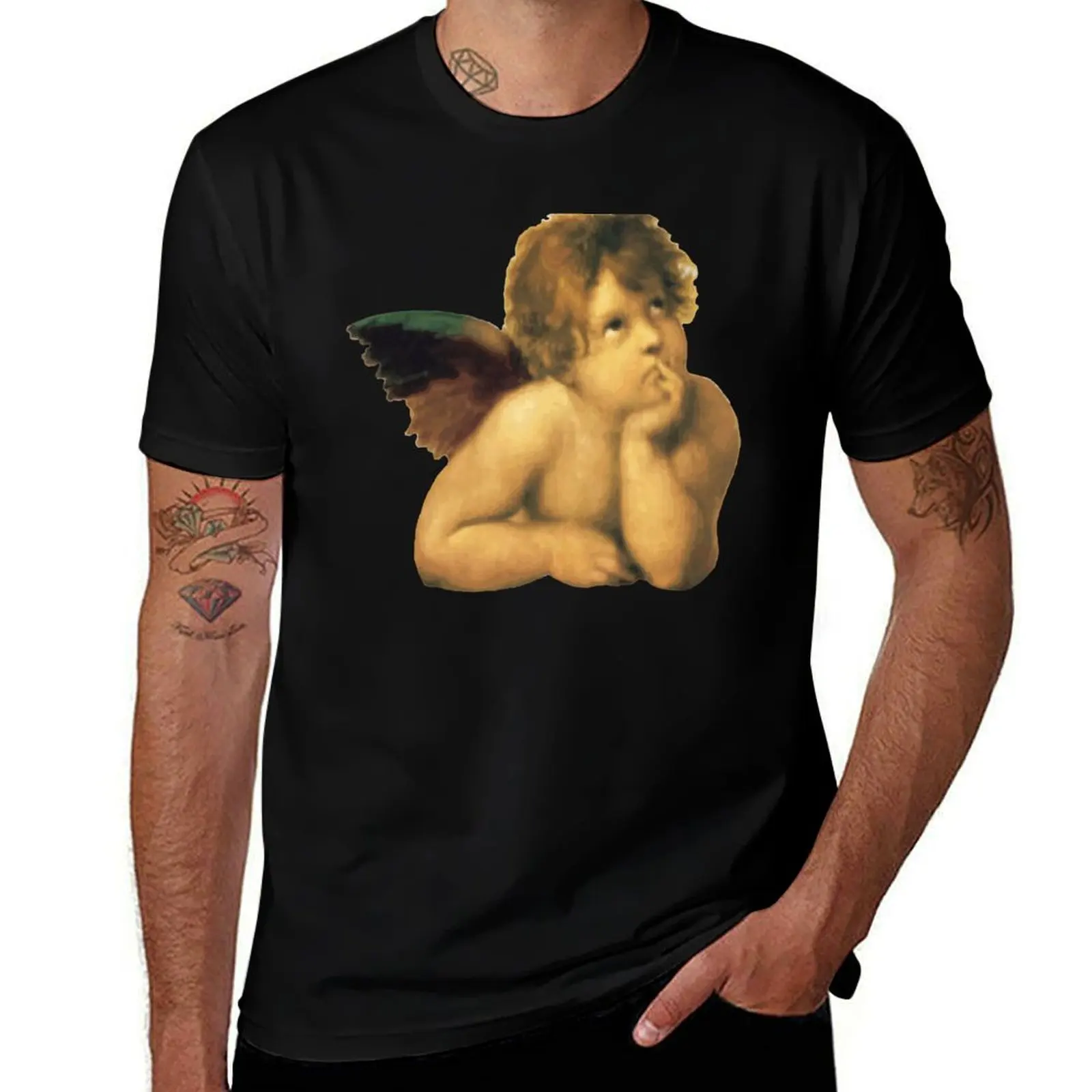 Cherub angel from Raphael's Sistine Chapel T-Shirt Summer Fashion Casual Tee Shirt T-Shirt