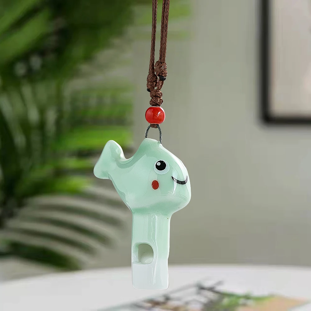 Creative Ceramic Whale Whistle Pendant Necklace Cute Animal Oceanic Clownfish Pendant Children's Sweater Chain Decor Jewelry