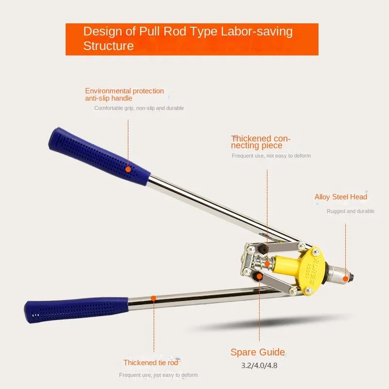 Rivetto pistola Pull Cap Rivet Gun manuale per uso domestico doppia maniglia nucleo a risparmio di manodopera che tira il battitore per unghie per impieghi gravosi di grado industriale