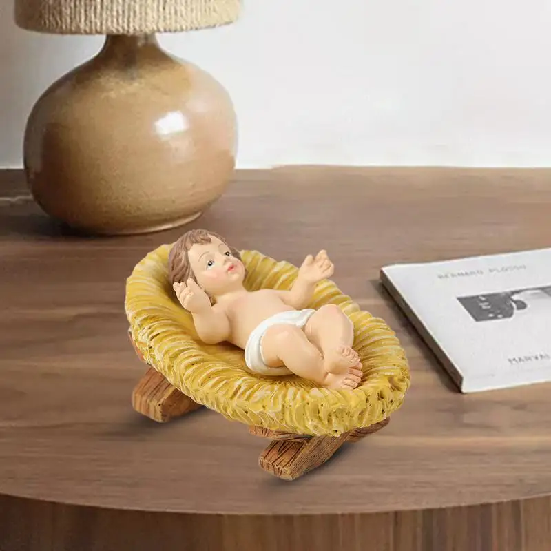طفل يسوع في المدارة تمثال الراتنج المهد النحت الطفل يسوع المسيح في المدير التماثيل الكنيسة المهد المشهد الحرفية ديكور
