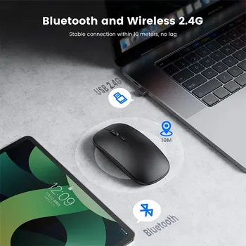 Bluetooth çift mod şarj fare 5.0 dilsiz sessiz dizüstü oyun kızlar G kablosuz siyah fare