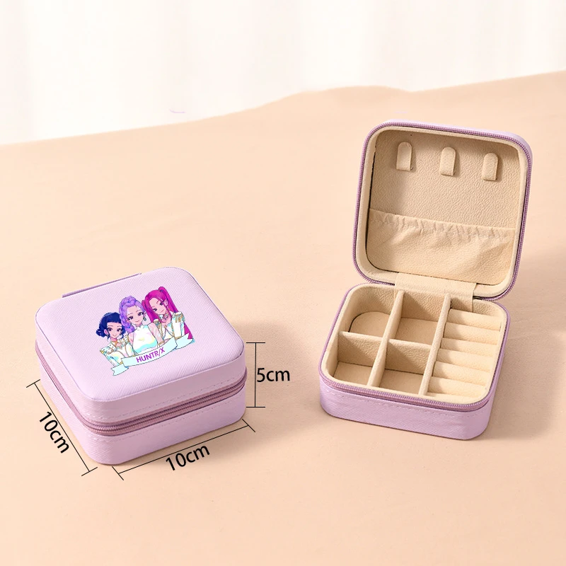 

Популярные мини-коробки для хранения ювелирных изделий Kpop Demon Hunters, портативные дорожные серьги, ожерелье, коробка для хранения, женский органайзер для колец, коробка для дисплея