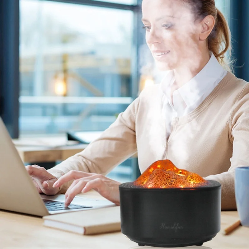 Aromatherapy Diffuser Humidifier With LED Colorful Lights Lava Mountain 1.5L USB Essential Oil Diffuser Cool Mist Humidifier