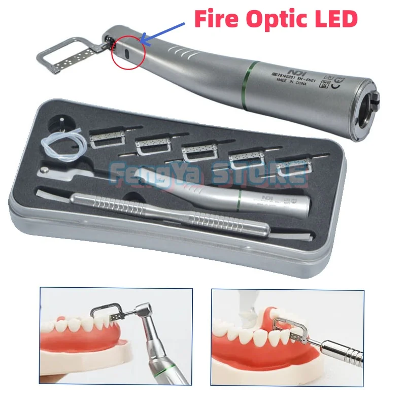 1 Set 4:1 Contra Angle Dental Orthodontic Interproximal Enamel Reduction Reciprocating IPR System With LED Fiber Optic