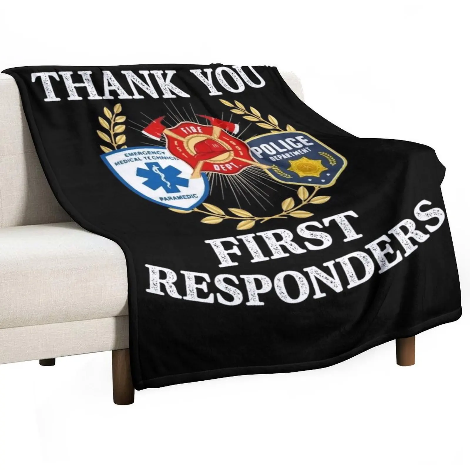 

Thank You First Responders EMT Police Firefighter Throw Blanket Cozy Throw Blanket Birthday Gift for Him Her