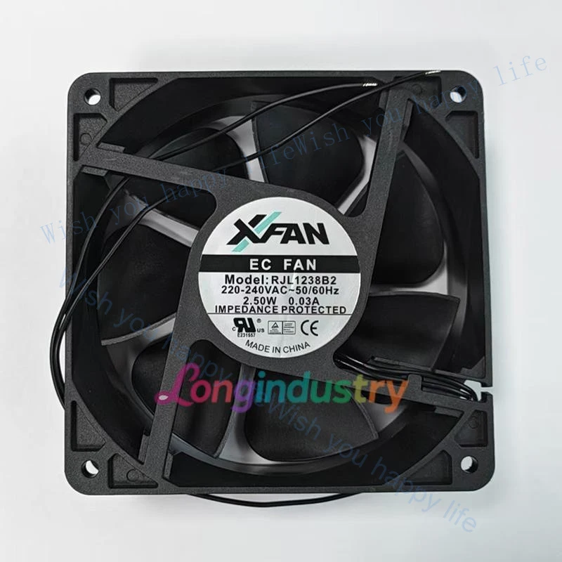 V+  for  1 Pc. New RJL1238B2 Axial Cooling Fan 12038 220-240VAC 2.50W 0.03A 12CM 2Pin