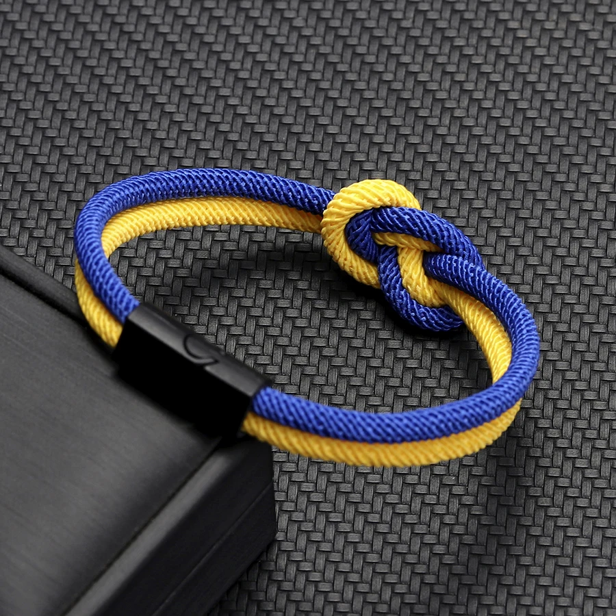 Novel Contrast Color Matching Men Bracelet Premium Selected 4mm Cord Handmade Braided Knot Braslet Versatile Male Jewelry Joias