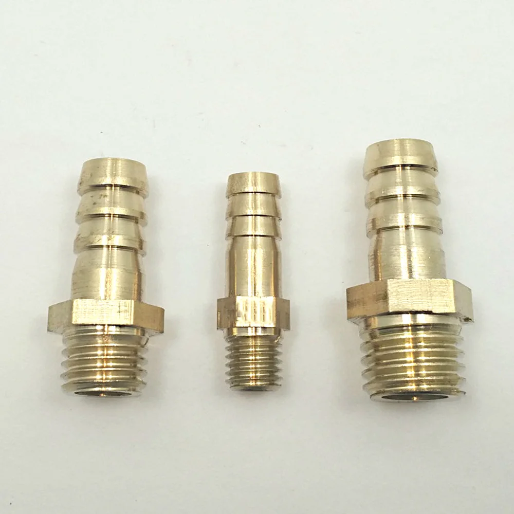 M8/10/12/14/16/20 Metric Male Thread x 6/8/10/12/16mm OD Hosebarb Brass Coupling Coupler Connector