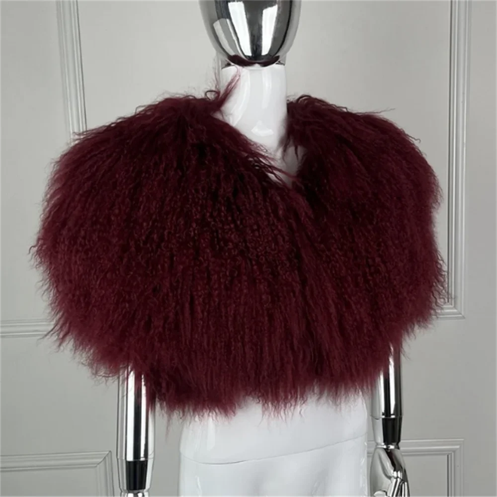 

Натуральный монгольский мех: женский шарф-накидка, шаль, зимний пуловер, кейп, модный шарф-шарфик