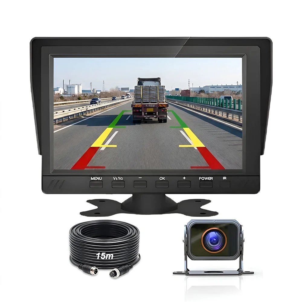 7 Inch AHD 1080P Backup Camera System Full View Screen Rear View Monitor for Heavy Duty Truck Bus RV Parking Reverse Kit