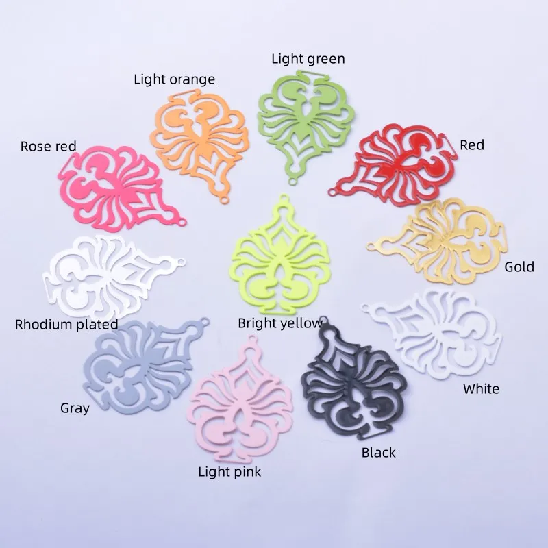 30 Stück AB8424 Messing Goldene Bunte Charms Fluoreszenz-Anhänger – Detail 1
