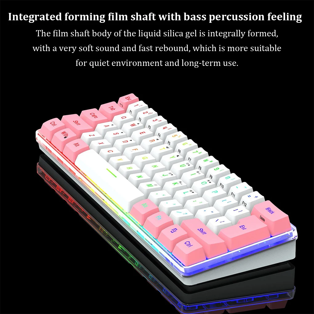 RGB Wired Mechanical Keyboard 61 Keys School Game Notebook Desktop Laptop Key Board Maintenance Spare Accessories