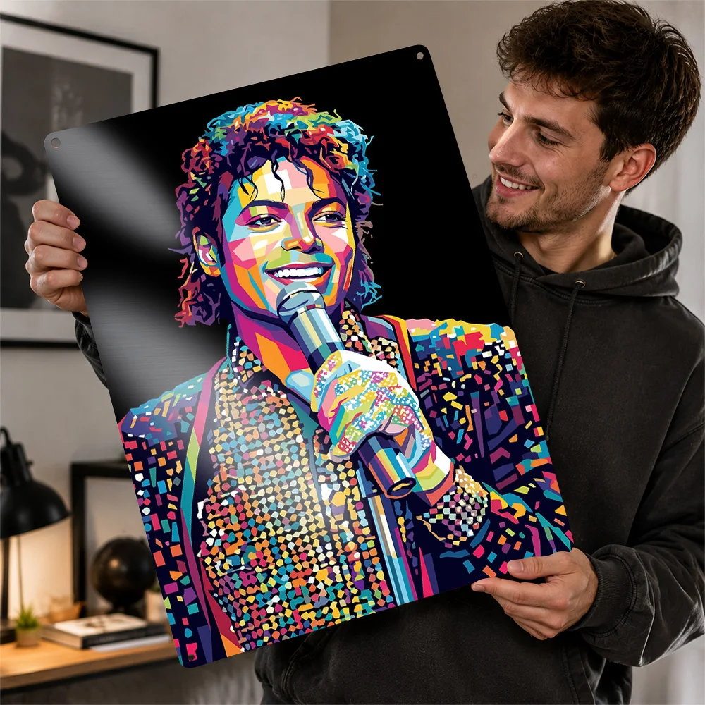 Michael Jackson Pop Portrait Printed Poster Customized Metal Sign Chart Topper Style Wall Art Enhances Home Office And Bedroom