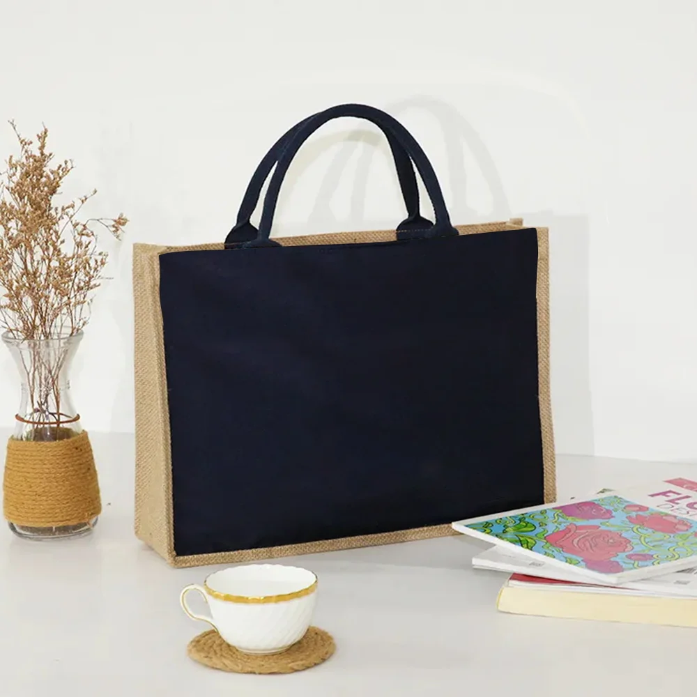 Jute Handbag Shoulder Sacks Jute Imitation Sacks Linen Bags Women Shopping Pouch Designer Laminated Bag Gold Letters and Wreaths