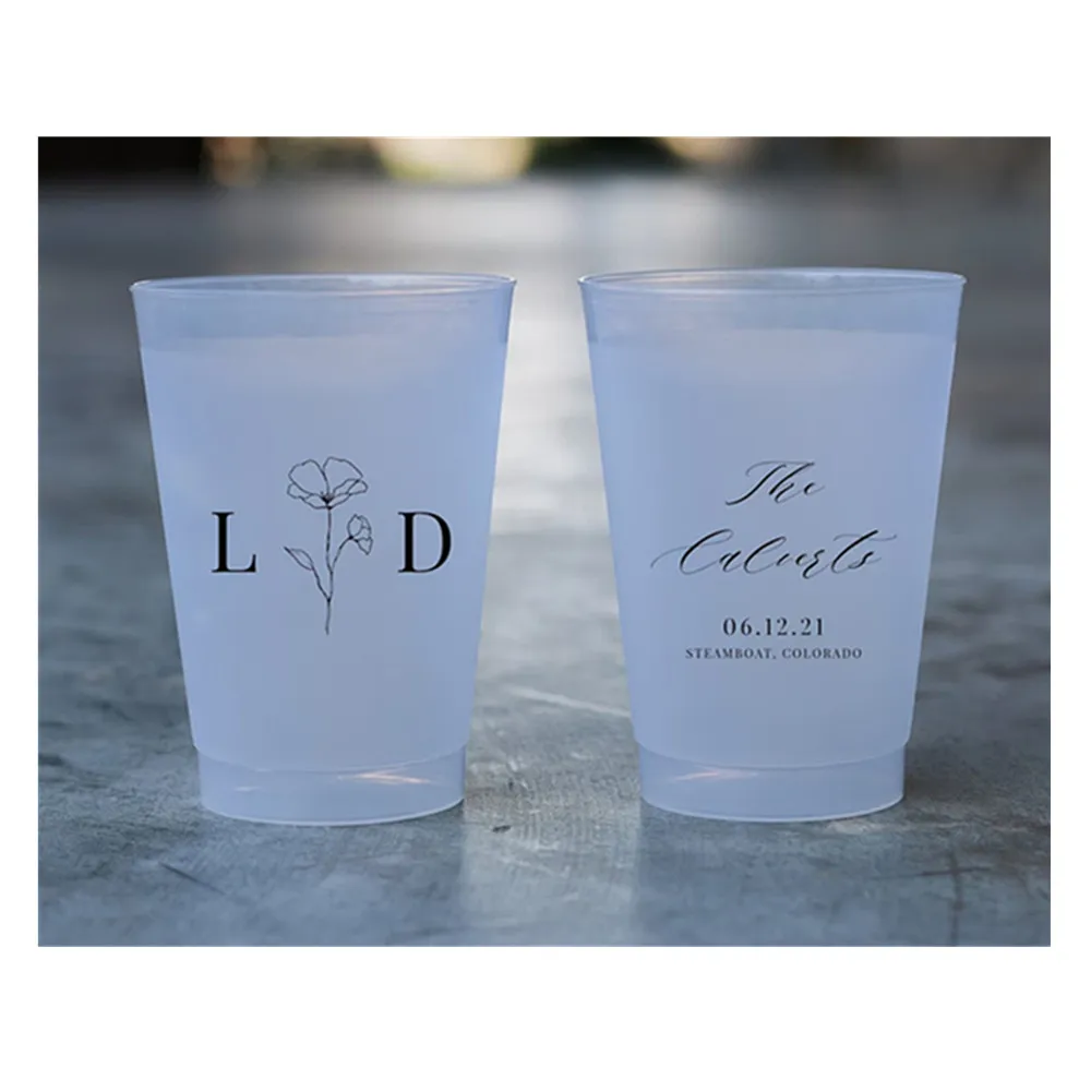 Customized Frosted Shatterproof Flex Cups, Personalized Wedding Favor Cups, Birthday Baby Shower Party Cups