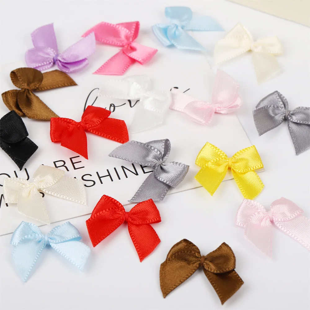 100 Stück/Lot Mini-Satinband-Schleifen Bunte Polyesterband-Schleifen für DIY-Nähprojekte Hochzeitsdekoration Haarnadel Kleidungszubehör – Detail 7
