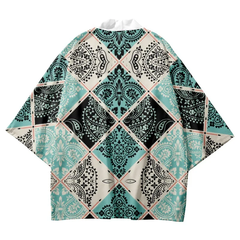 Fashion Cardigan Men Women Beach Kimono Japanese Streetwear Style Cashew Print Summer Haori Yukata Harajuku Tops