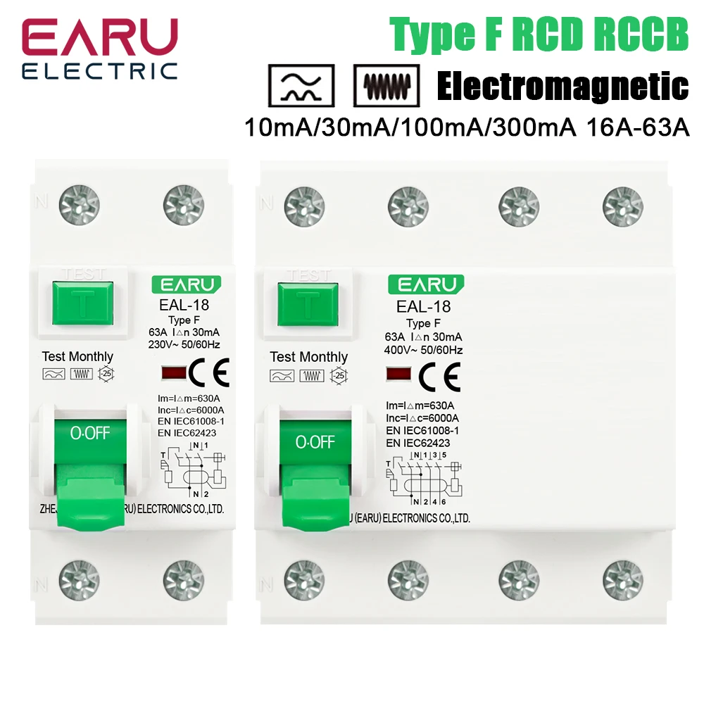 �y�Z�[�����zEARU 2/4P 10/30/100/300mA 63A �^�C�vF RCCB RCD �d�����R�d�Ւf�� ���d�h�~