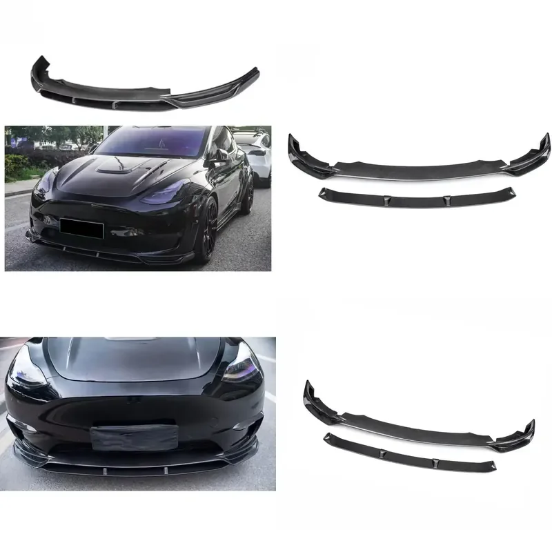 New CMST Style Carbon Fiber Front Bumper Lip for Tesla Model Y 2019-2023 Bolt Mountable Including Bolts