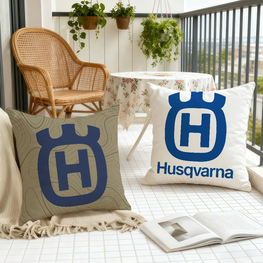 H-Husqvarna-ES Logo Fashion cushion cover Home Office Birthday Anniversary Gifts Soft Skin Friendly Cushion Cover - view 2