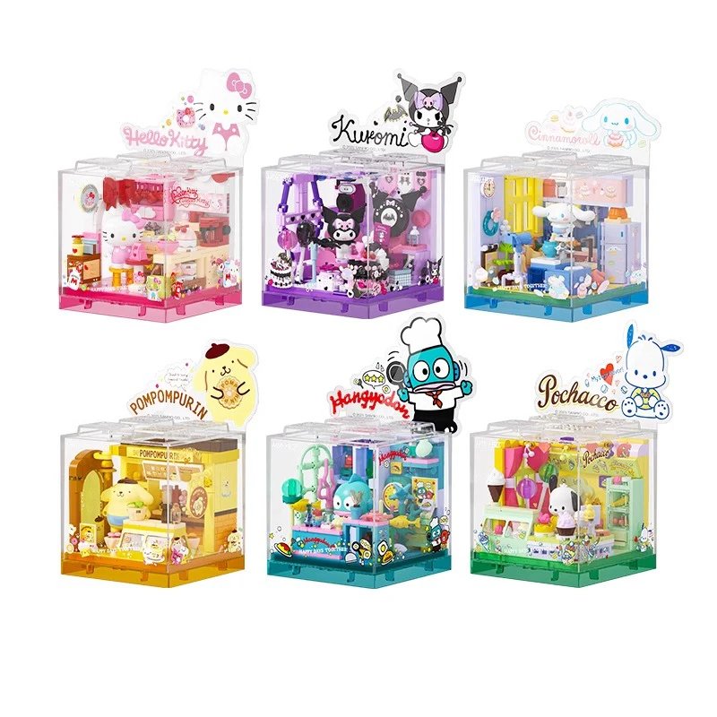

SEMBO BLOCK HelloKitty Kuromi Bakery Строительные блоки Sanrio Десертный дом Океан Ресторан Модель Игрушка Подарок на день рождения для детей