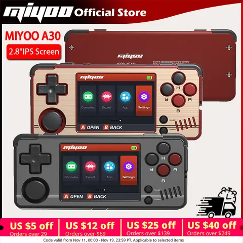 MIYOO 미미 A30 휴대용 레트로 게임기 2.8인치 IPS 화면 와이파이 오픈 소스 리눅스 시스템 다중 에뮬레이터 지원 어린이 선물