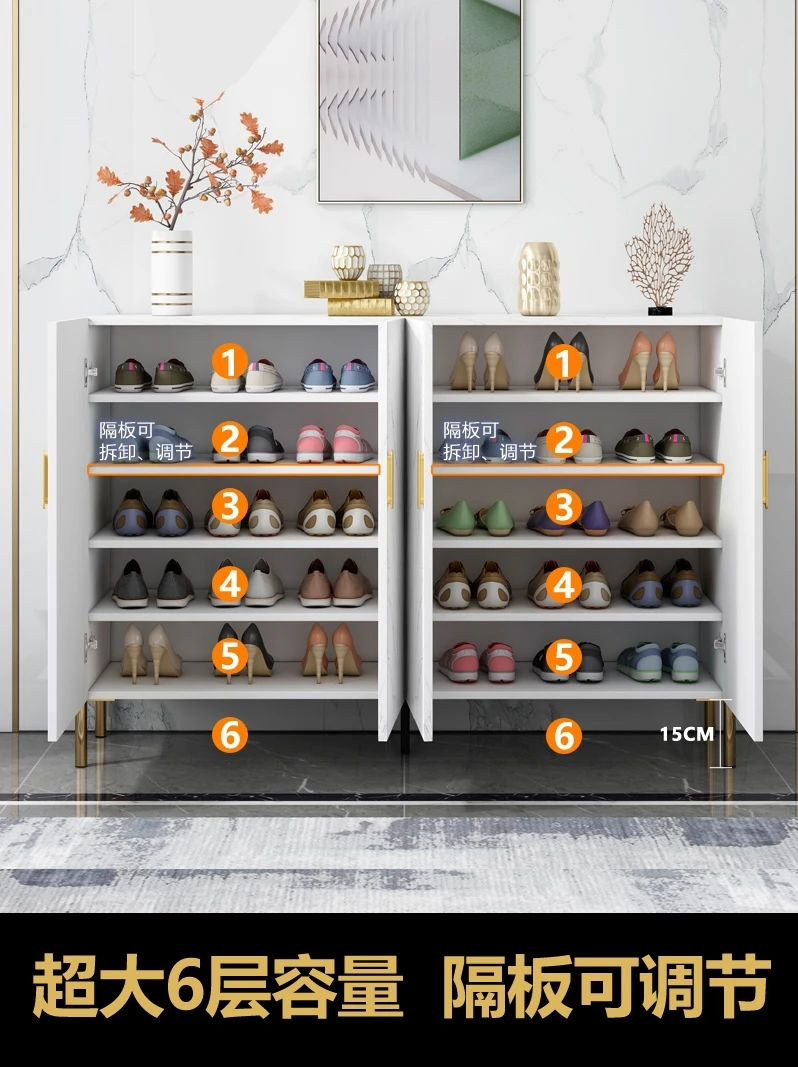 Gray light luxury shoe cabinet Nordic household entrance cabinet economical large-capacity storage living room partition cabinet