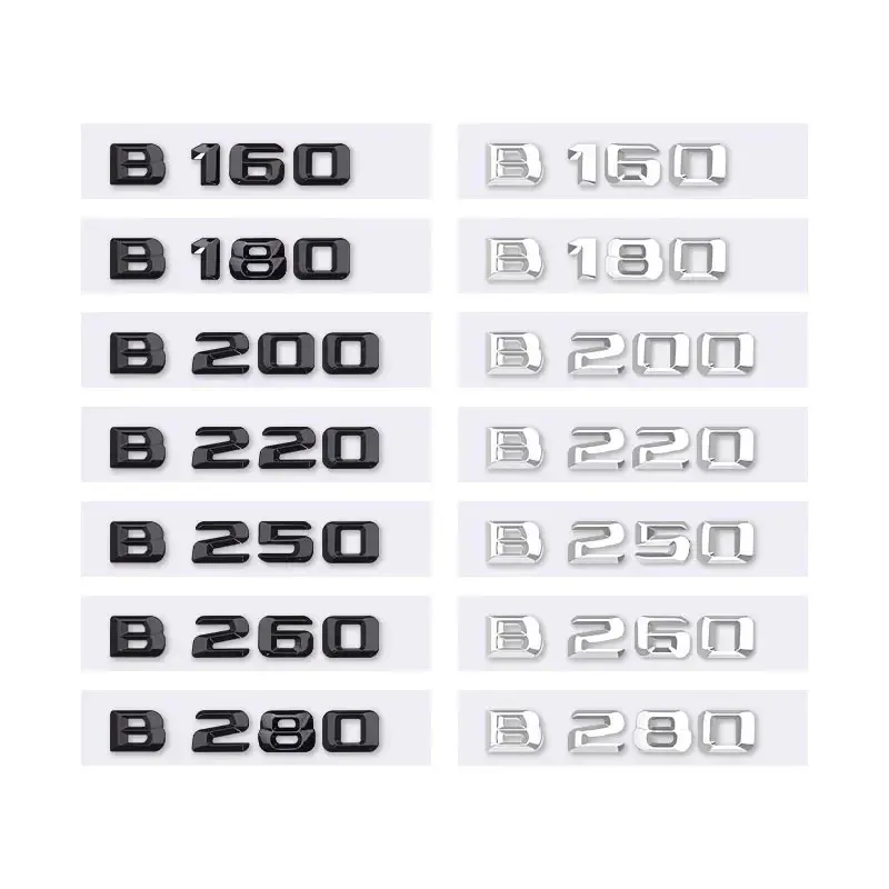 B160 B180 B200 B220 B250 B260 B280 letter logo car sticker for mercedes benz B class refit rear boot trunk displacement label