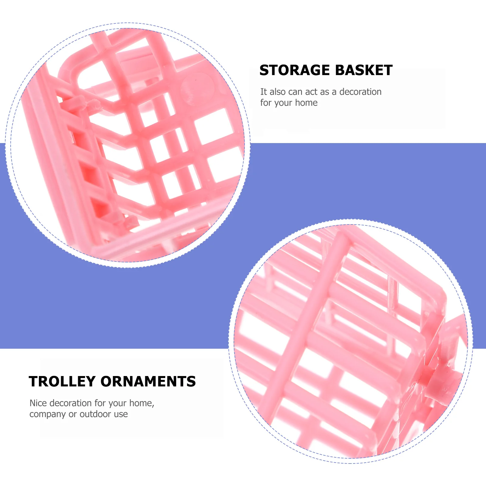 

2pcs Mini Shopping Cart Hand Trolley Food Grade Thick Plastic Plating Storage Basket For Kids Home Office Decoration Simulation