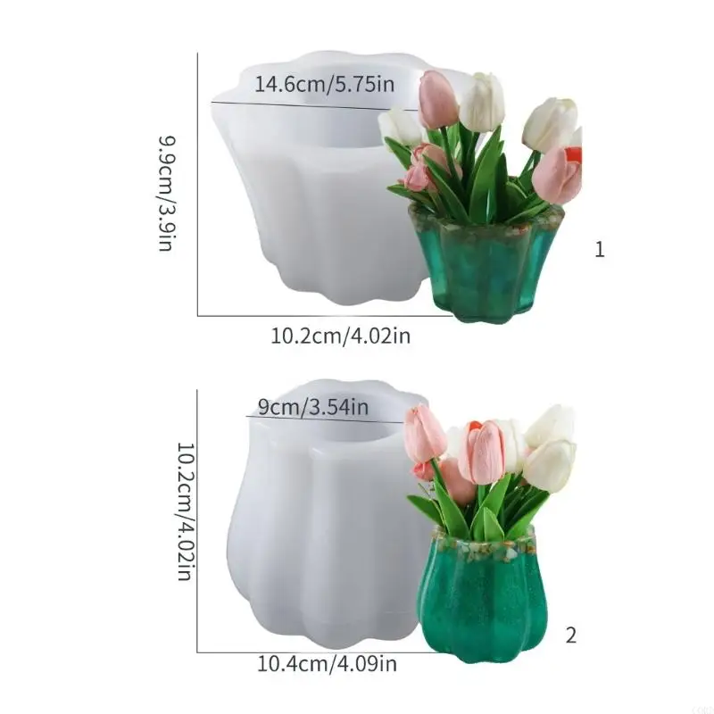 CORD Lace Waved Flower Planter Molde silicona Molde cemento hormigón para portavelas