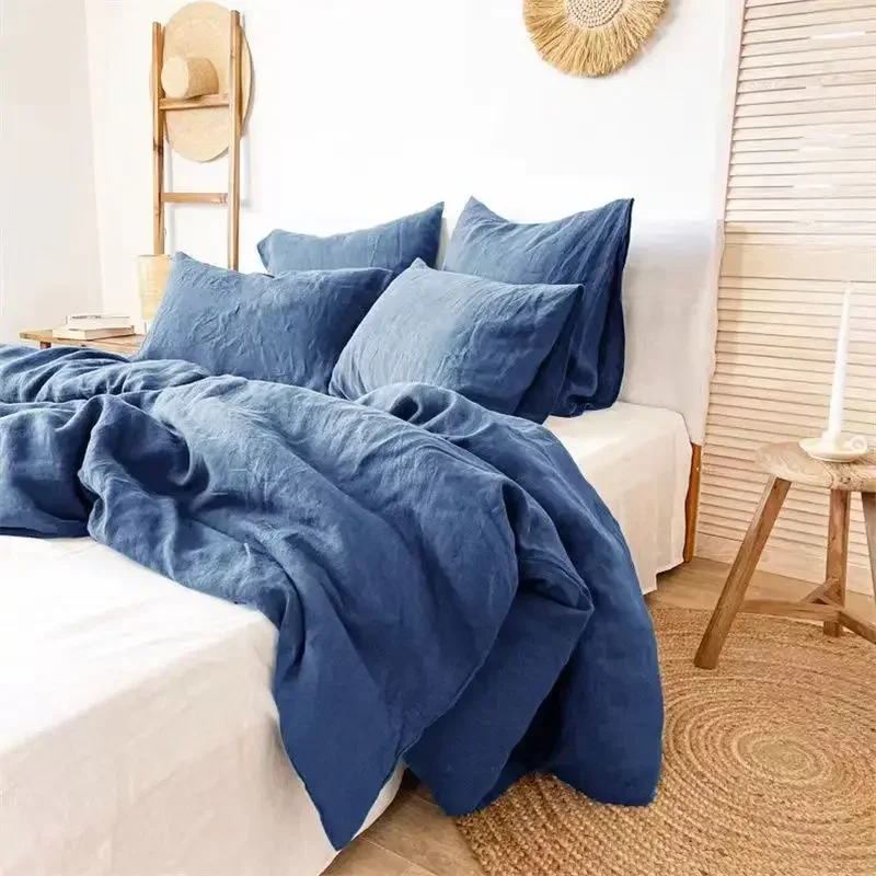 Home Textiles Bedding 100% French Linen Stone-washed Natural Duvet Cover Comfortable Quilt Comforter Cover Queen Durable Healthy