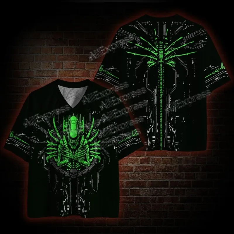 (ZZ) New Dark Series, Street Trendy Quick Drying Mesh Jersey, Sports Breathable Adult V-neck T-shirt, Handsome and Comfortable