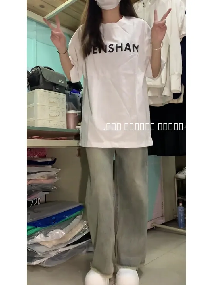 Jean droit à taille haute et jambes larges, couleur jaune ciment, pour femmes, automne-hiver, coupe ample, pantalon tendance, vintage, style américain