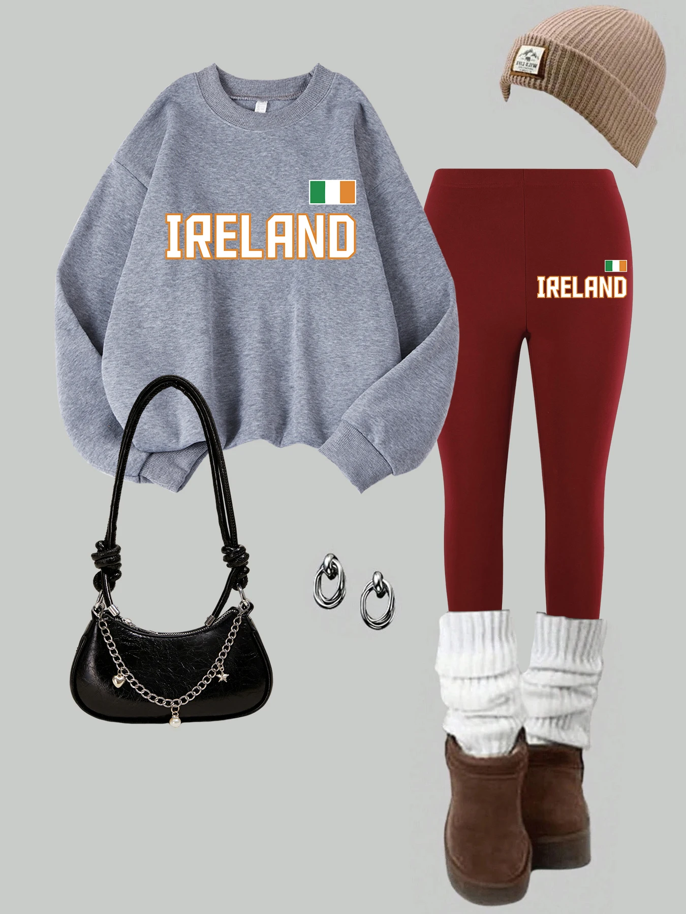 

2 Piece Women Milano Italia Letter Printing Sweatshirts Leggings Set Fashion Warm Fleece Hoodies Pants Autumn Womans Clothes