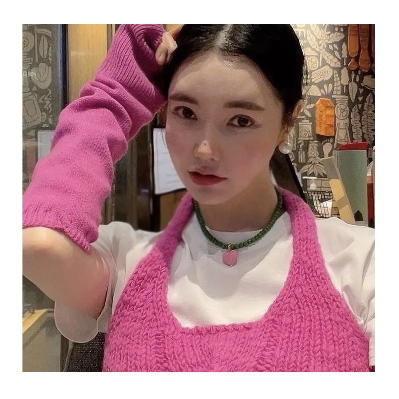 

Qingdao Jewelry Korean Boss Lady with The Same Color Beaded Love Necklace Simple and Versatile