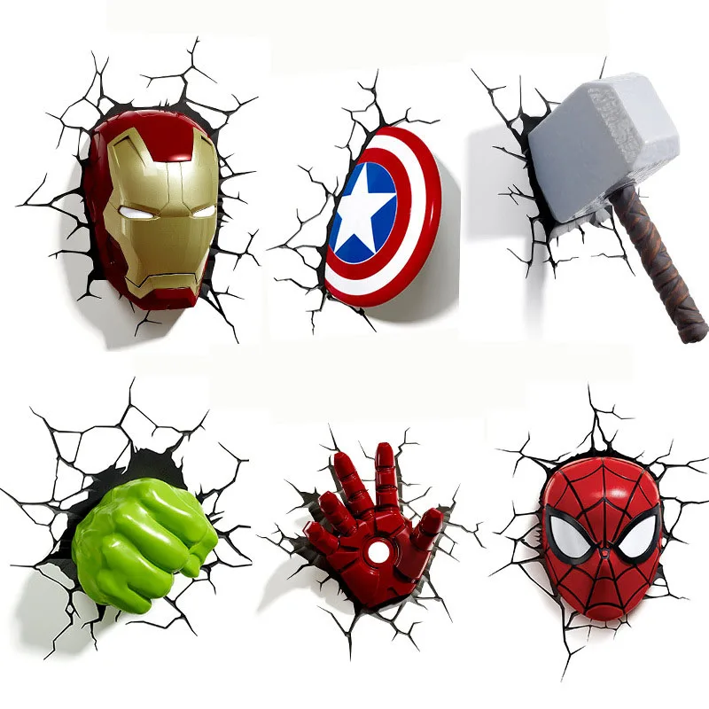 Anime Figures Marvel 3D Car Sticker Avengers Spiderman Hulk Dolls Decorative Stickers Waterproof  Boys Girls Toys Stickers Gifts