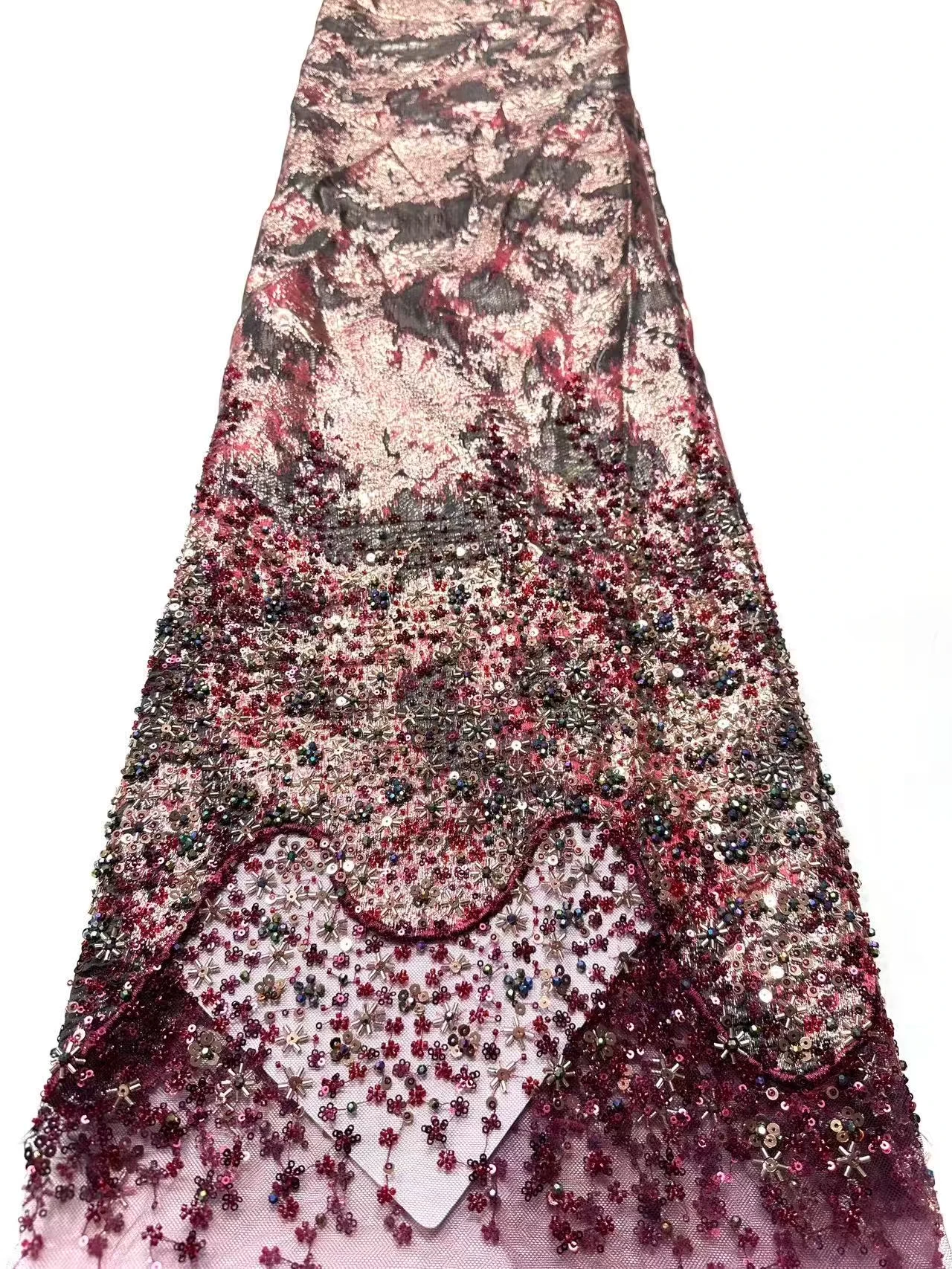 Gold Floral African Lace Fabric French Net Sequins Fabric Sewing Embroidered Lace Tulle Nigerian Lace Fabric 5 Yards 2034