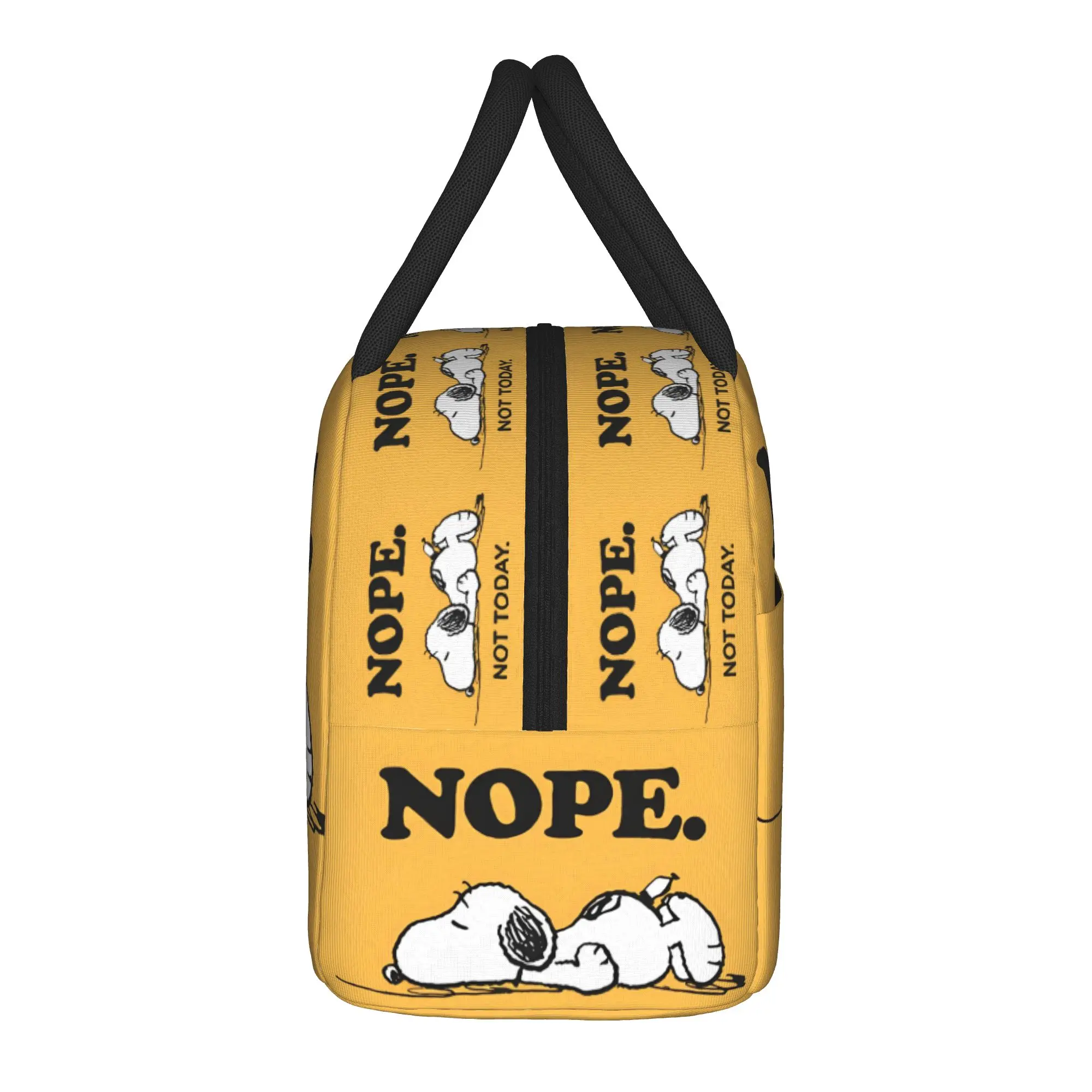 Nope Not Today Yellow Insulated Lunch Bag S-Snoopys Cartoon Dog Lunch Container Cooler Bag Tote Lunch Box College Food Handbags