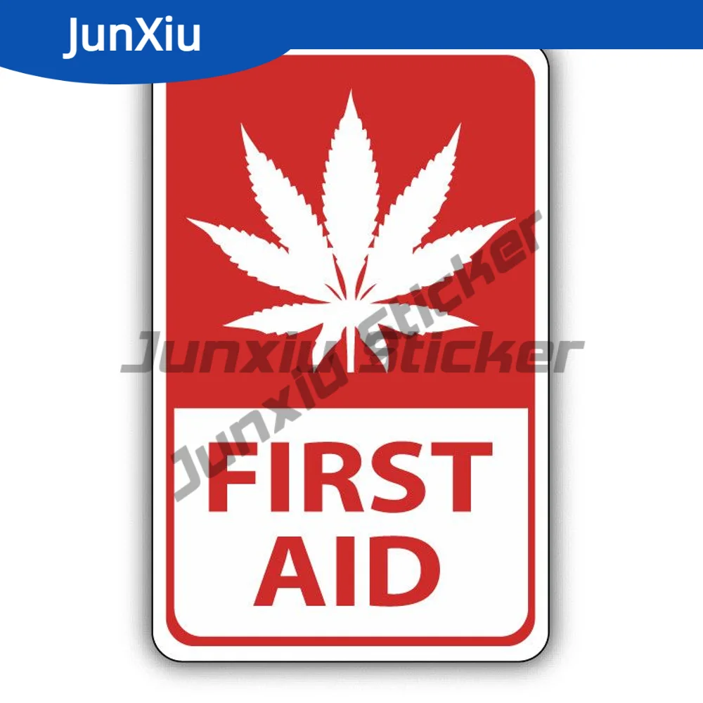 Cannabis First Aid Sticker Exterior Accessories Anti Cute SUV Body Waterproof Vinyl Decal Funny Wall Decor Fade Resistant Vinyl